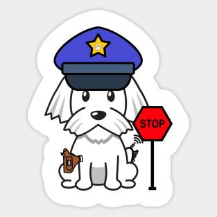 Cute white dog is a police Sticker